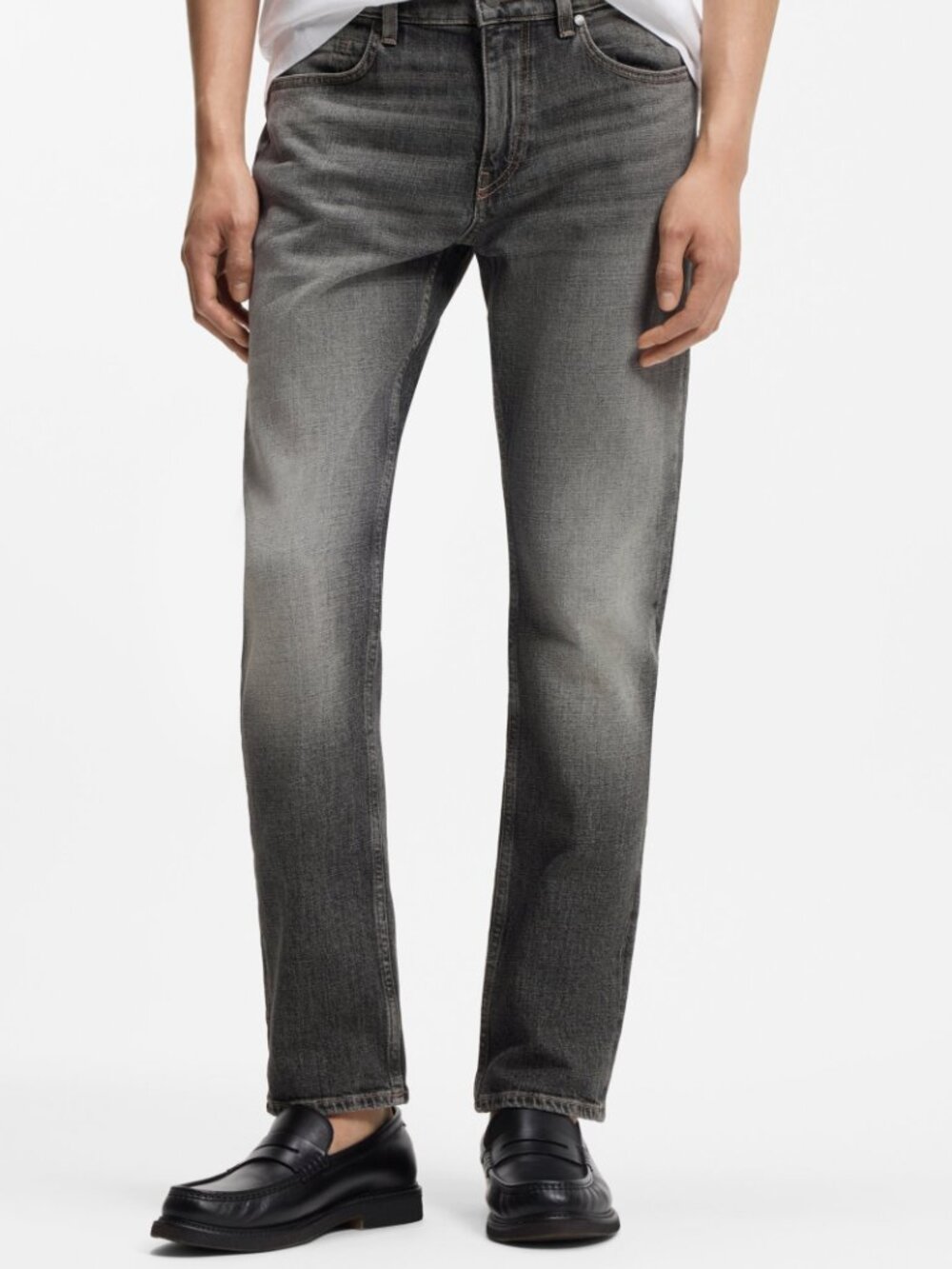 Share NWT BOSS Dark Grey Men's Delaware Slim-Fit Jeans Stretch Denim Pants 30/32